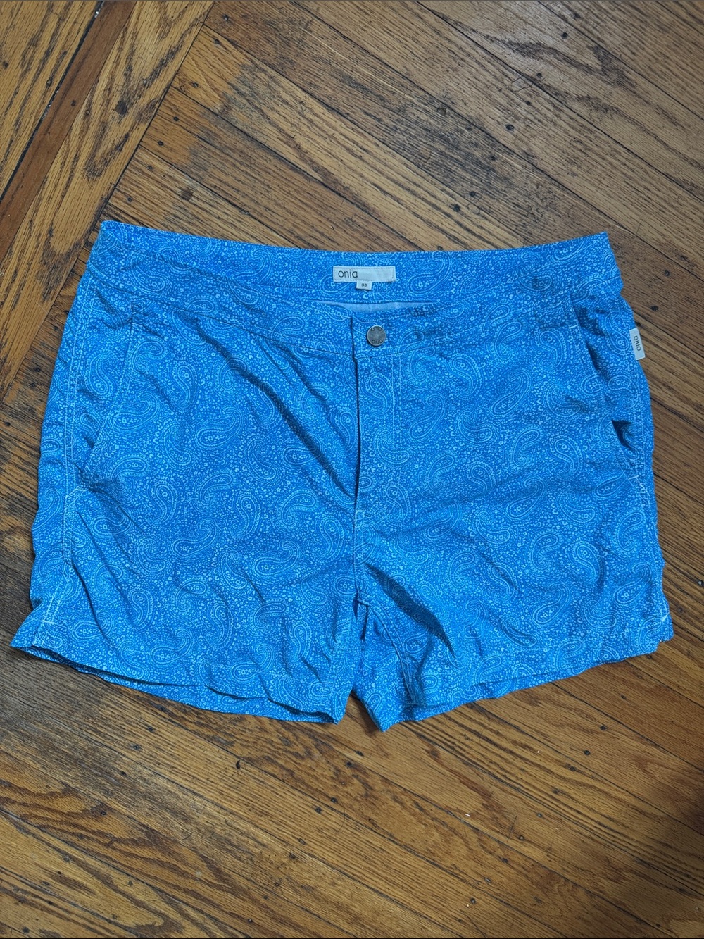 Onia Calder Men Blue Paisley Boardshort swim 33